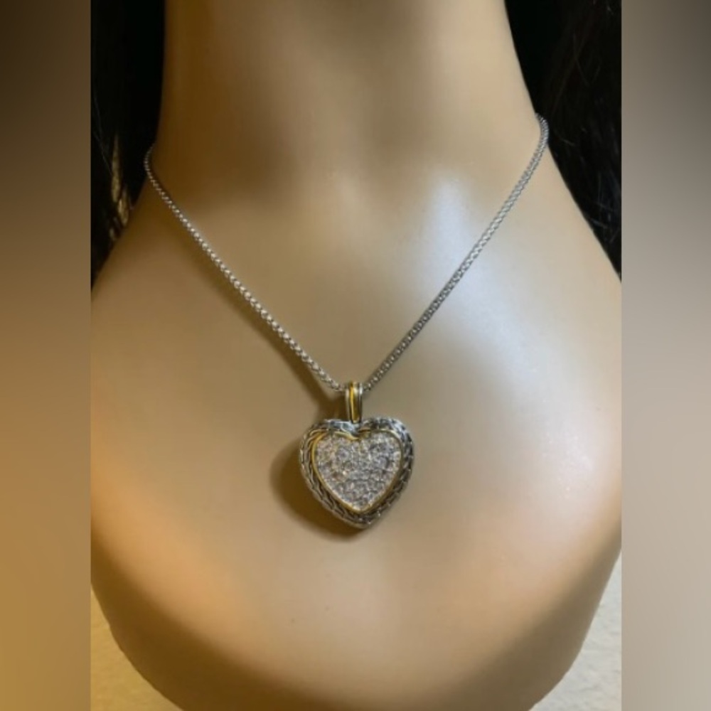 Two-Tone Heart Pendant Necklace